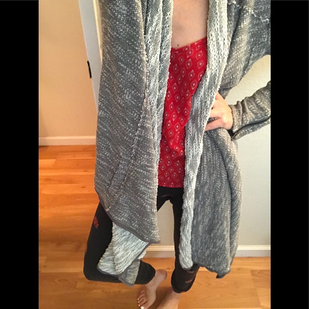 Free People or grey & white cardigan 80% cotton